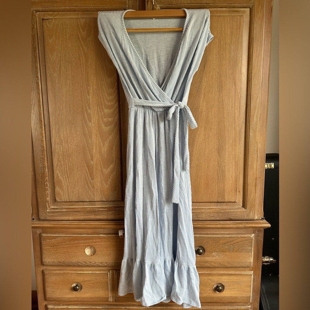 Caution To The Wind Blue Striped Maxi Dress